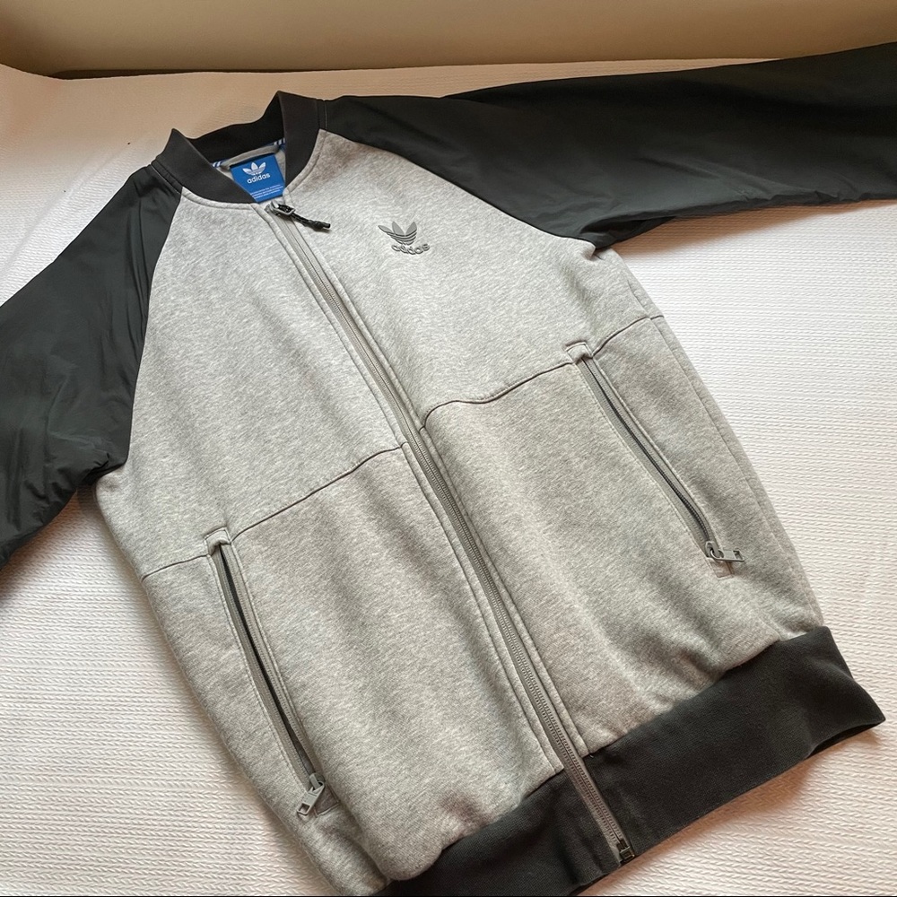 Adidas Gray Full-Zip Bomber Jacket S